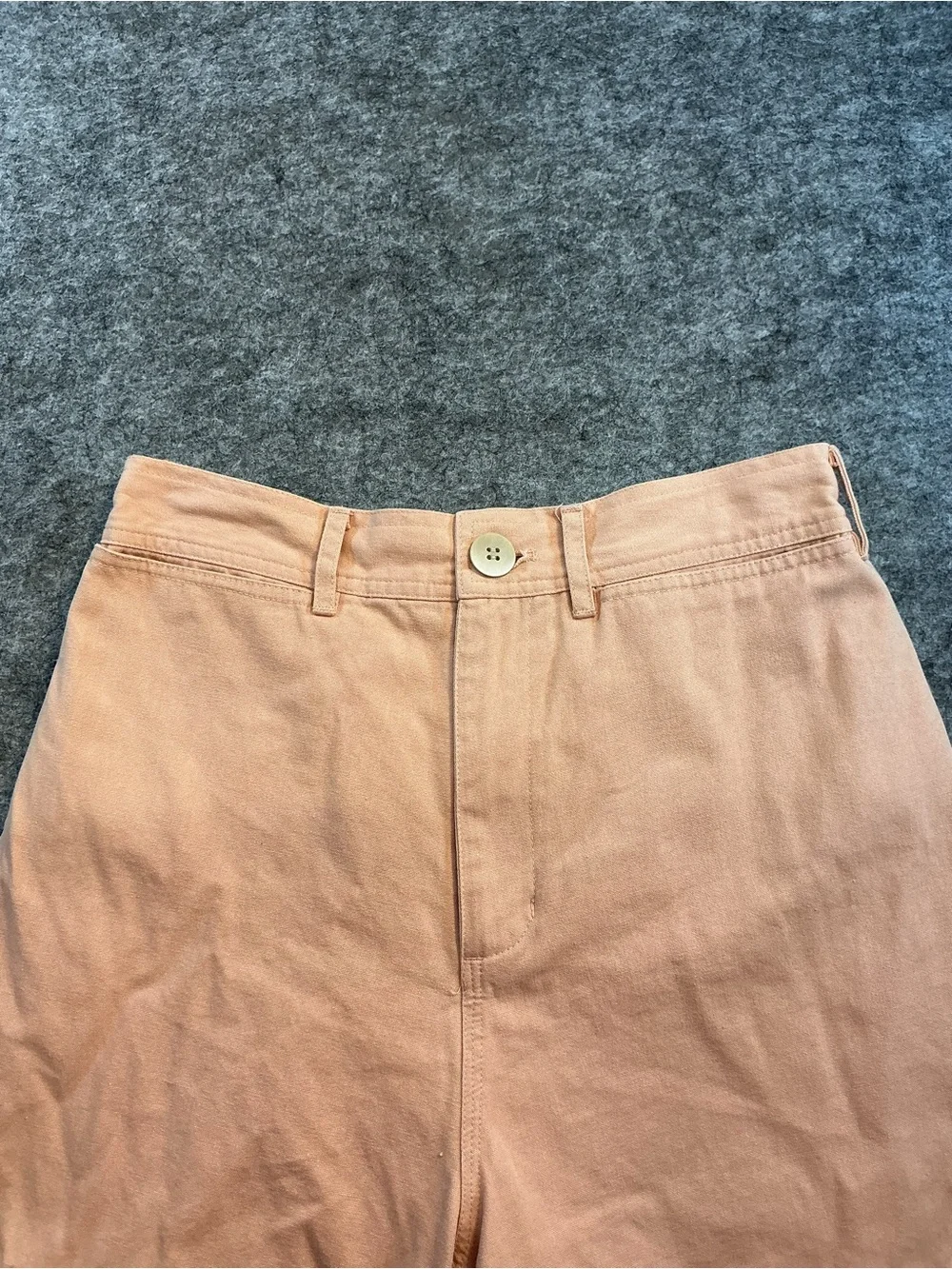 Mollusk California Boho Retro Women’s High-Rise Frayed Hem Shorts in Peach